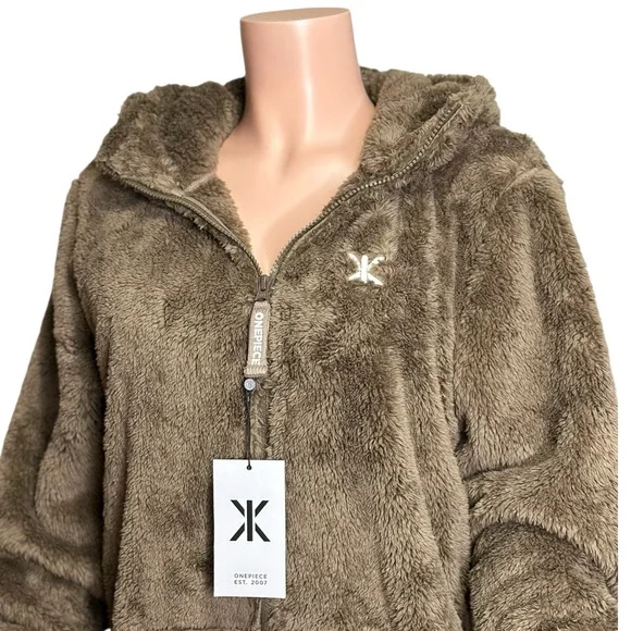 ONEPIECE Puppy Sherpa Jumpsuit, Taupe, Medium